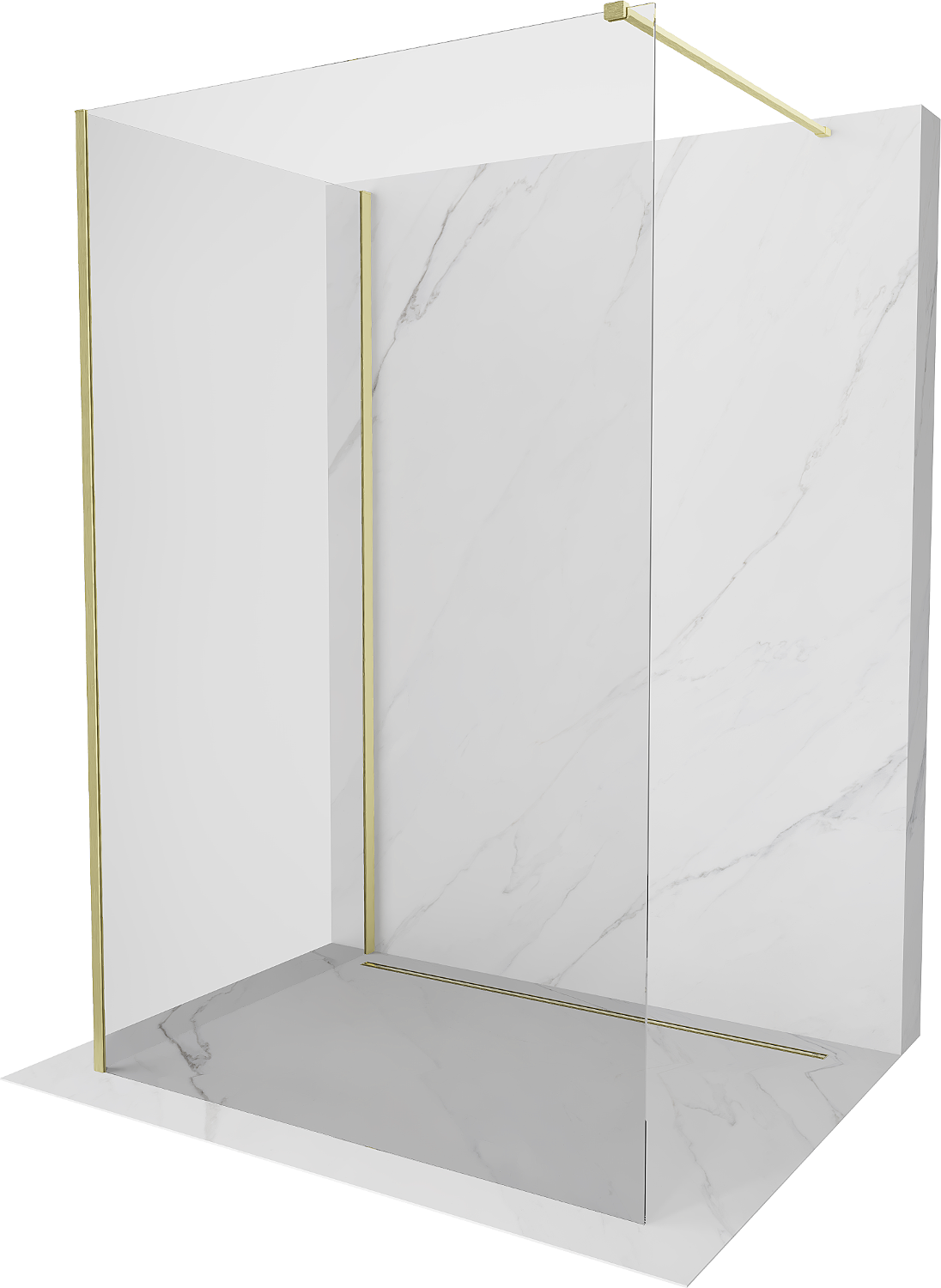 Mexen Kioto Duschwand Walk-in 120 x 70 cm, transparent, gebürstetes Gold - 800-120-212-55-00-070