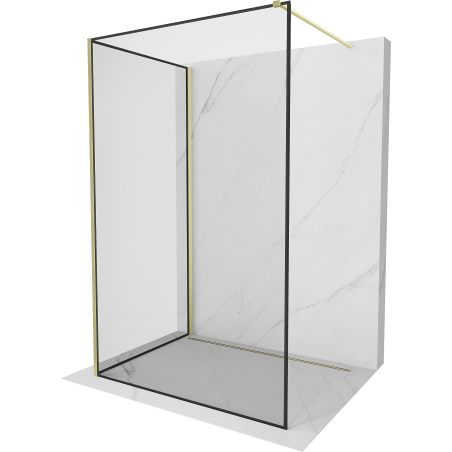 Mexen Kioto Walk-in Duschwand 120 x 80 cm, schwarzes Muster, gebürstetes Gold - 800-120-212-55-70-080