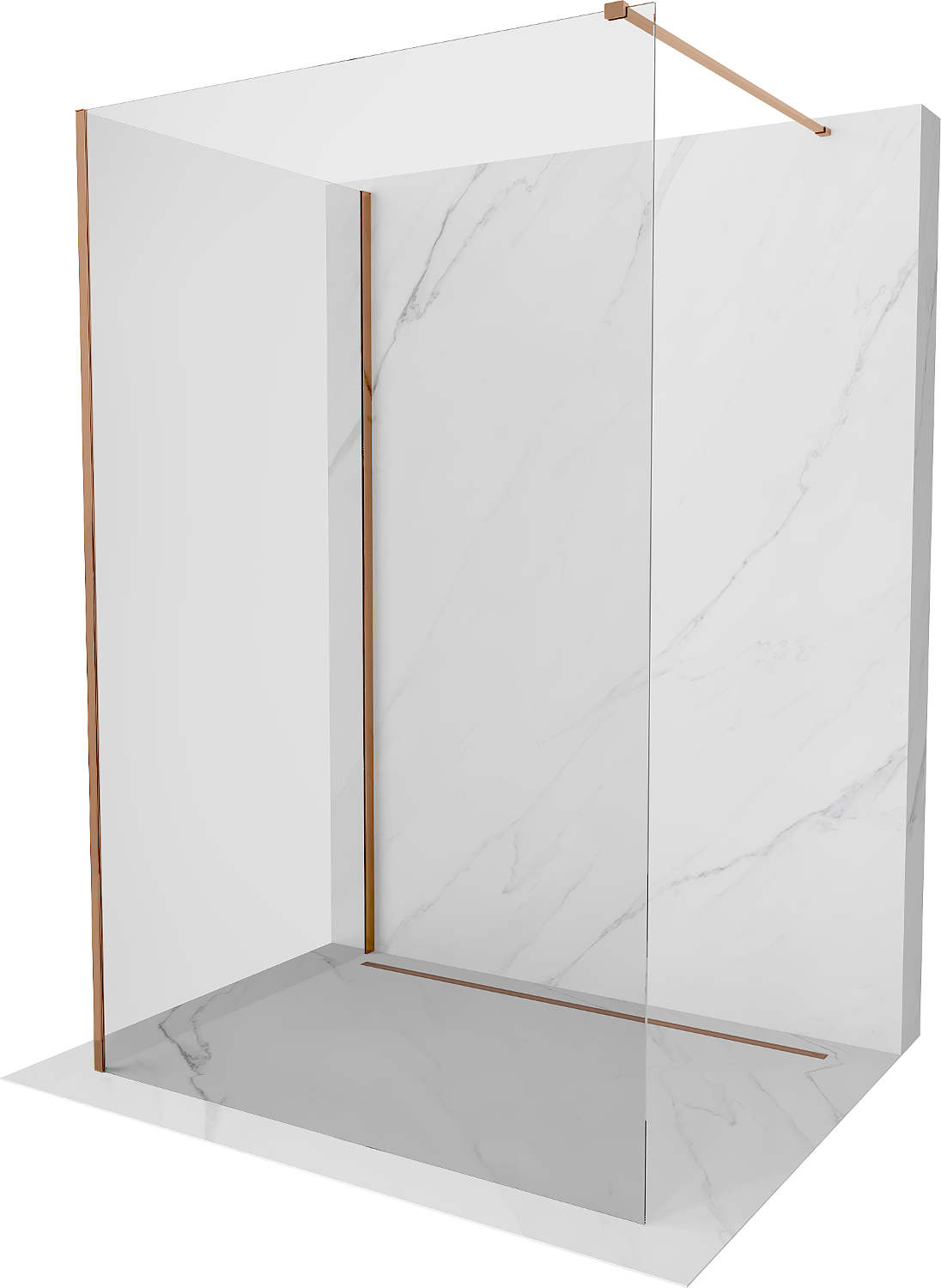 Mexen Kioto Duschwand Walk-in 125 x 70 cm, transparent, rosa Gold - 800-125-212-60-00-070