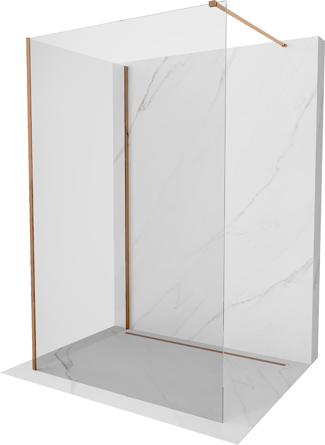 Mexen Kioto Duschwand Walk-in 110 x 70 cm, transparent, roségold - 800-110-212-60-00-070