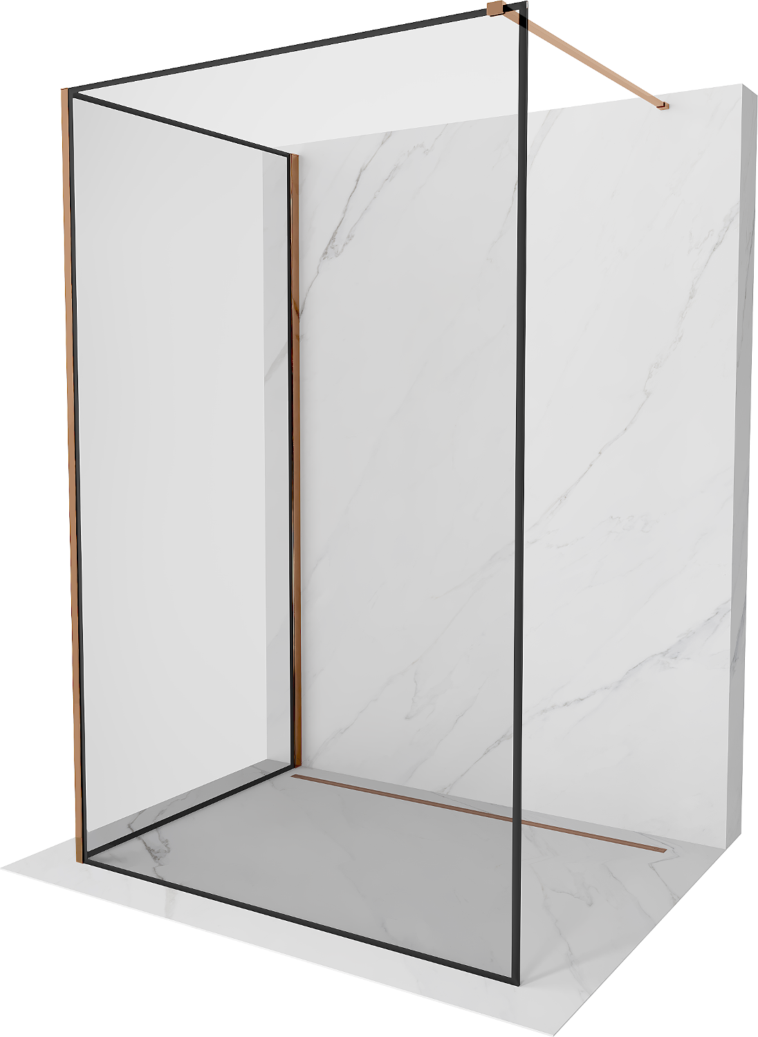 Mexen Kioto Walk-in Duschwand 140 x 70 cm, schwarzes Muster, roségold - 800-140-212-60-70-070