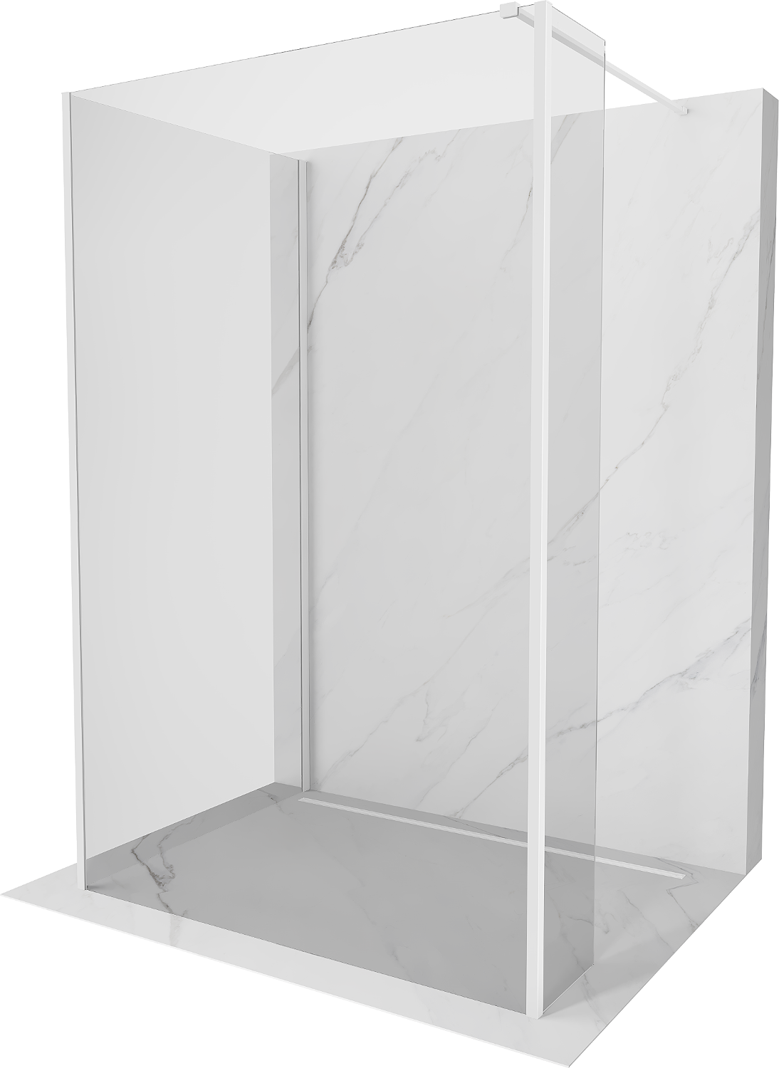 Mexen Kioto Duschwand Walk-in 90 x 70 x 30 cm, transparent, weiß - 800-090-070-221-20-00-030