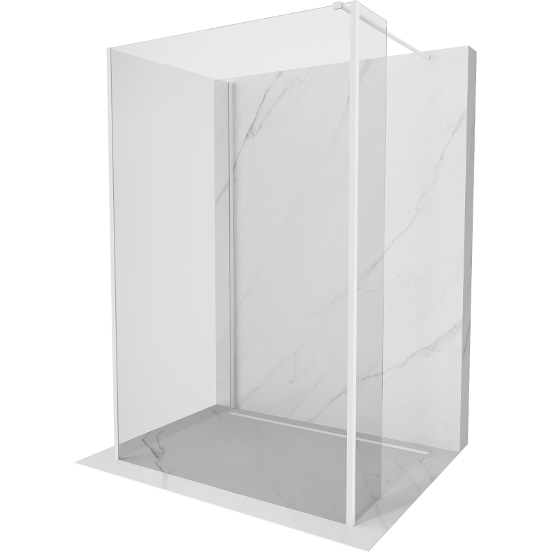 Mexen Kioto Walk-in Dusche Wand 120 x 70 x 30 cm, transparent, weiß - 800-120-070-221-20-00-030