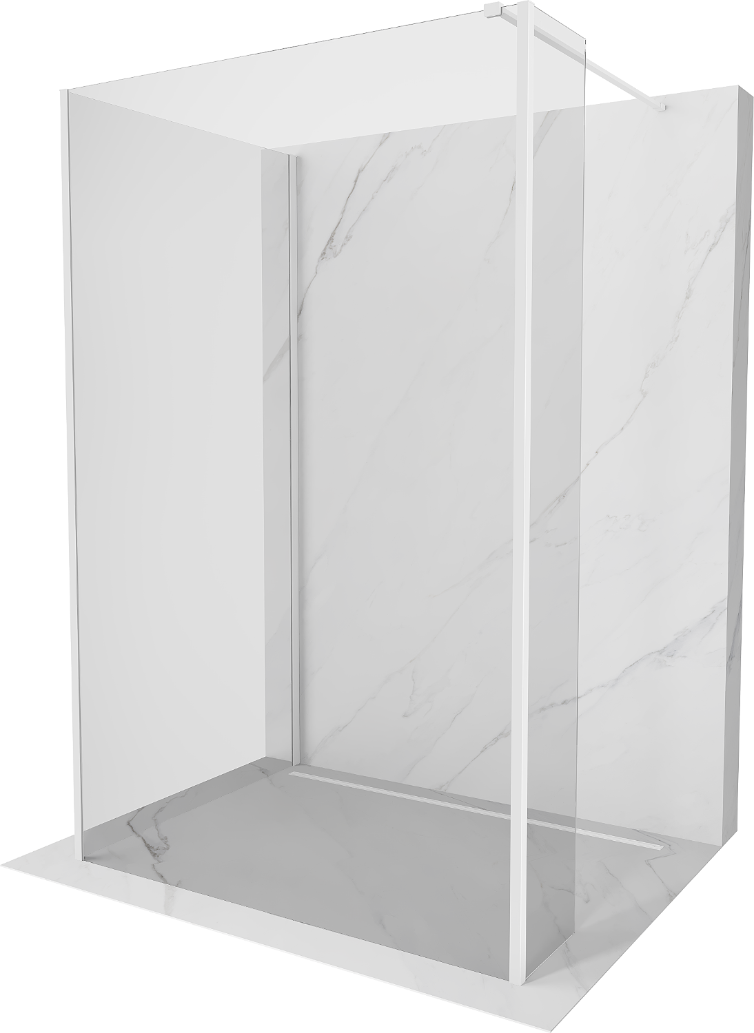 Mexen Kioto Walk-in Dusche Wand 120 x 70 x 30 cm, transparent, weiß - 800-120-070-221-20-00-030