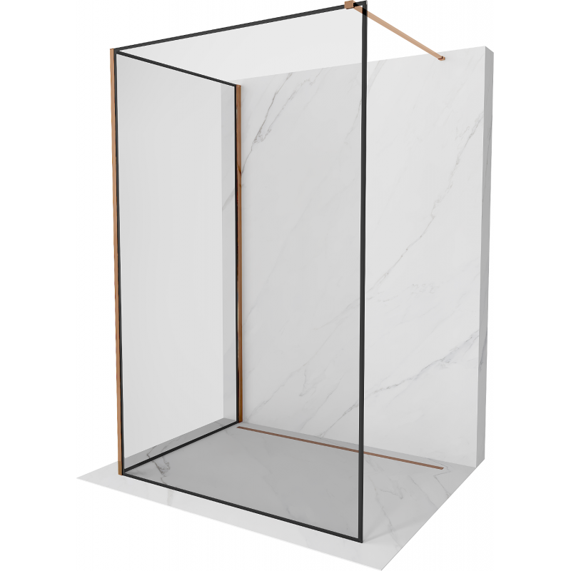 Mexen Kioto Duschwand Walk-in 100 x 90 cm, schwarzes Muster, roségold - 800-100-212-60-70-090