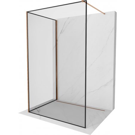 Mexen Kioto Walk-in Duschwand 120 x 100 cm, schwarzes Muster, rosegold