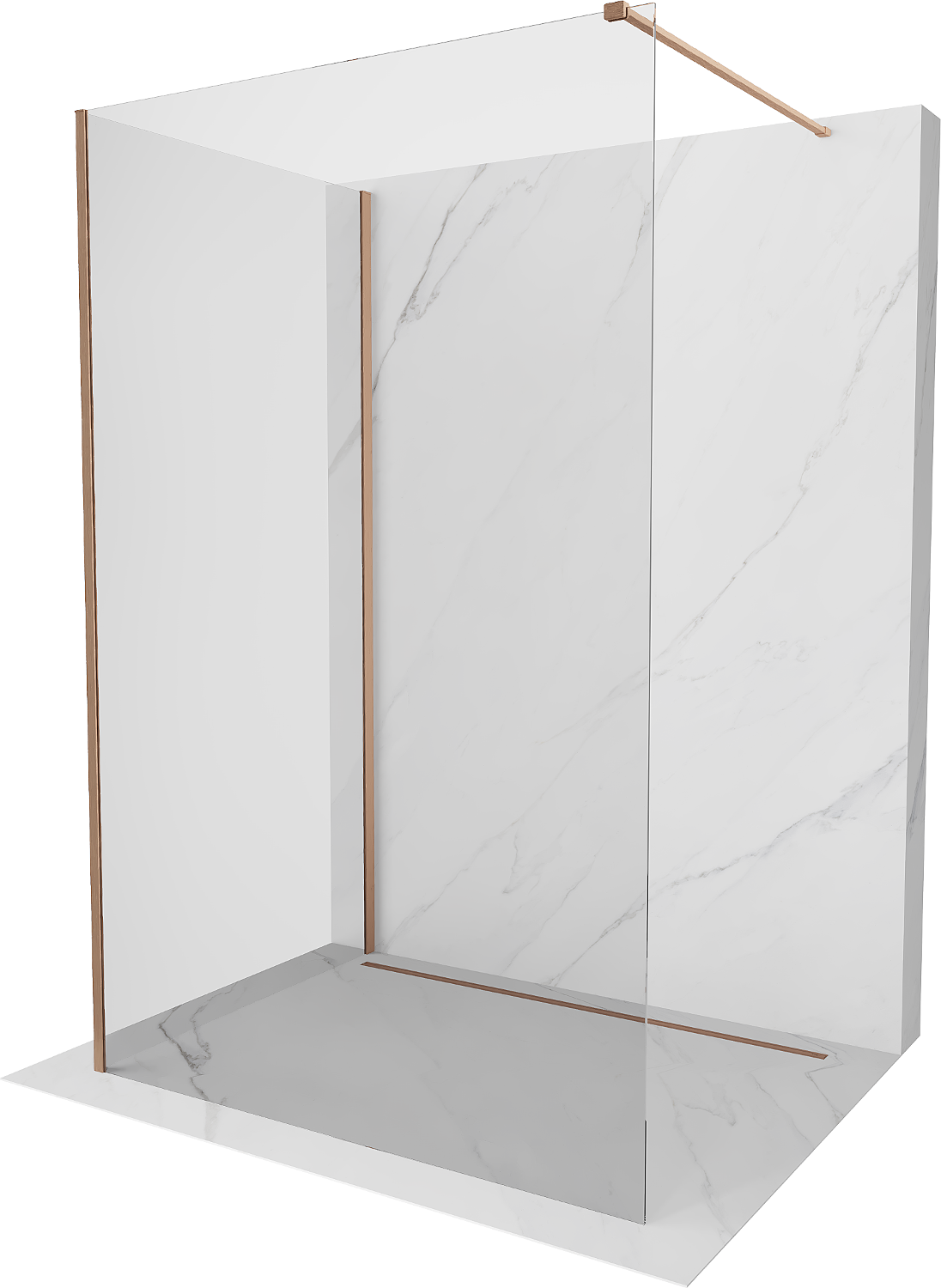 Mexen Kioto Dusche-Walk-in 135 x 70 cm, transparent, gebürstetes Kupfer - 800-135-212-65-00-070