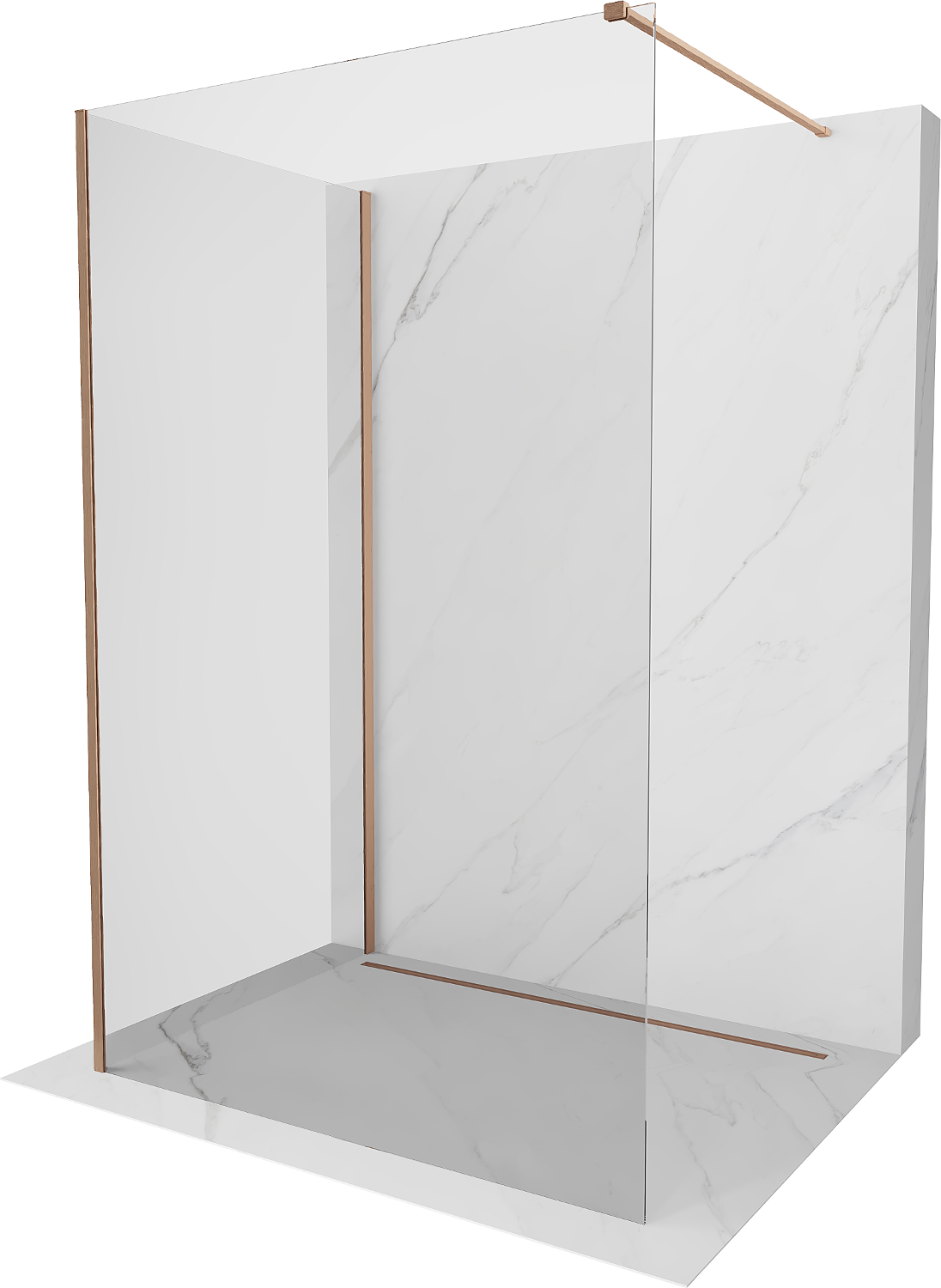 Mexen Kioto Duschwand Walk-in 120 x 75 cm, transparent, gebürstetes Kupfer - 800-120-212-65-00-075