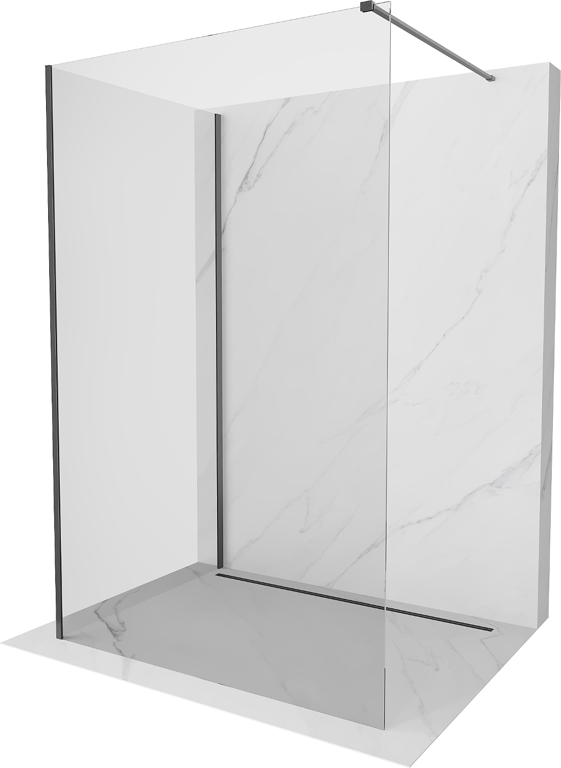 Mexen Kioto Walk-in Duschwand 100 x 70 cm, transparent, gun-gray gebürstet - 800-100-212-66-00-070