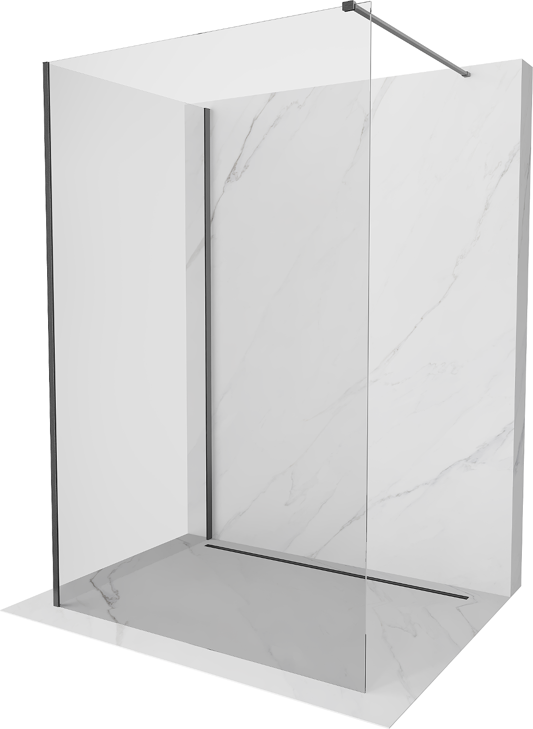 Mexen Kioto Dusche Walk-in 90 x 90 cm, transparent, gun gray gebürstet - 800-090-212-66-00-090