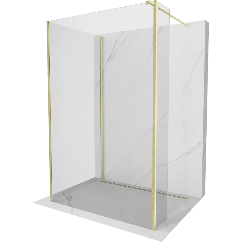 Mexen Kioto Duschwand Walk-in 100 x 70 x 30 cm, transparent, gebürstetes Gold - 800-100-070-221-55-00-030