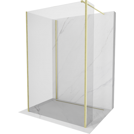 Mexen Kioto Duschwand Walk-in 100 x 70 x 30 cm, transparent, gebürstetes Gold - 800-100-070-221-55-00-030