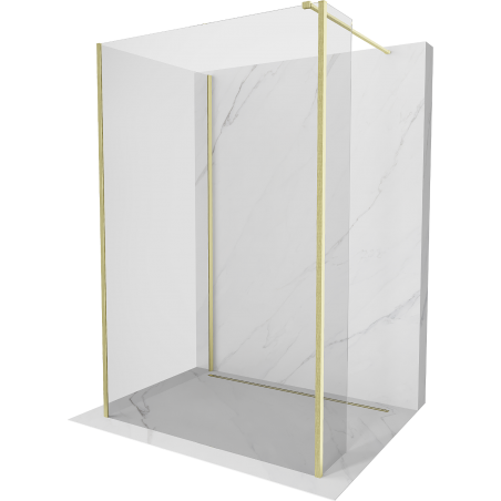 Mexen Kioto Duschwand Walk-in 130 x 70 x 30 cm, transparent, gebürstetes Gold - 800-130-070-221-55-00-030