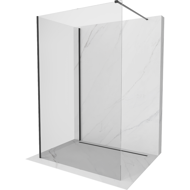 Mexen Kioto Duschwand Walk-in 120 x 75 cm, transparent, schwarz - 800-120-212-70-00-075