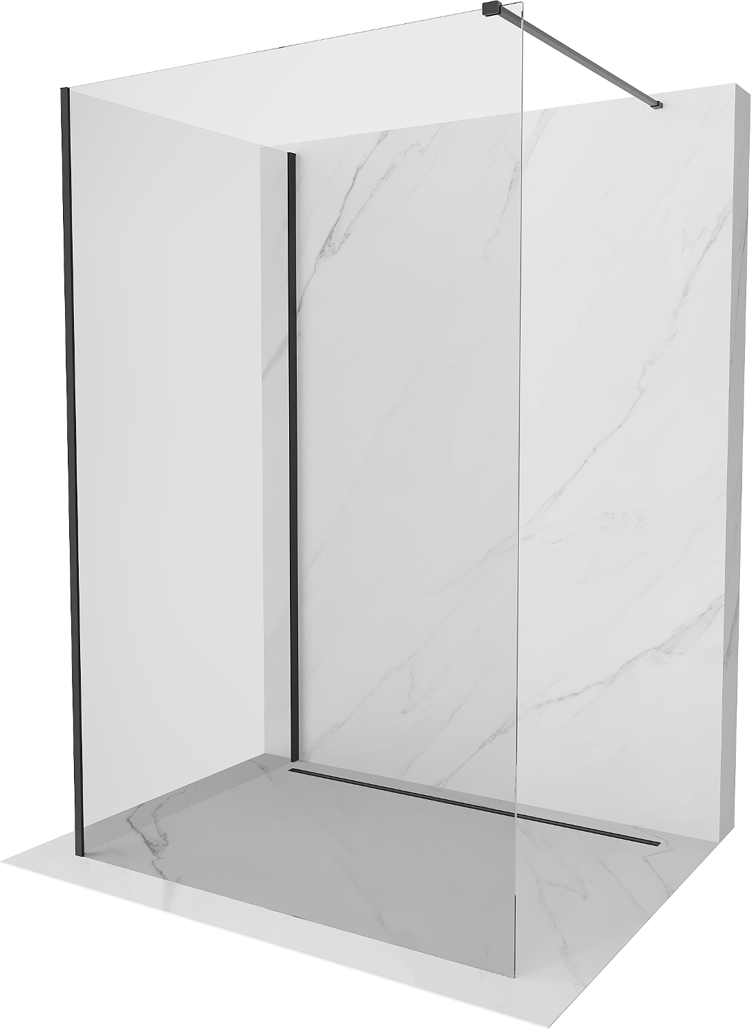 Mexen Kioto Walk-in-Duschwand 140 x 75 cm, transparent, schwarz - 800-140-212-70-00-075