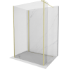 Mexen Kioto Duschwand Walk-in 100 x 75 x 30 cm, transparent, gebürstetes Gold - 800-100-075-221-55-00-030