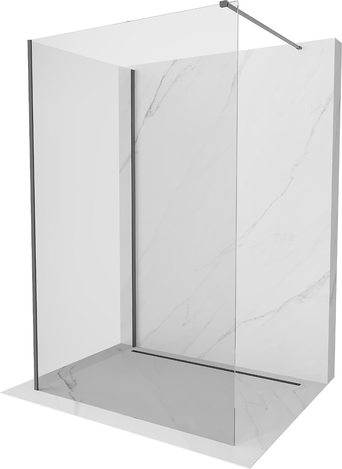 Mexen Kioto Duschwand Walk-in 125 x 70 cm, transparent, gun metal - 800-125-212-95-00-070