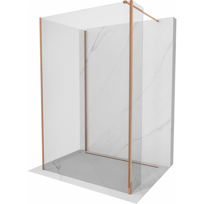 Mexen Kioto Duschwand Walk-in 100 x 70 x 30 cm, transparent, roségold - 800-100-070-221-60-00-030