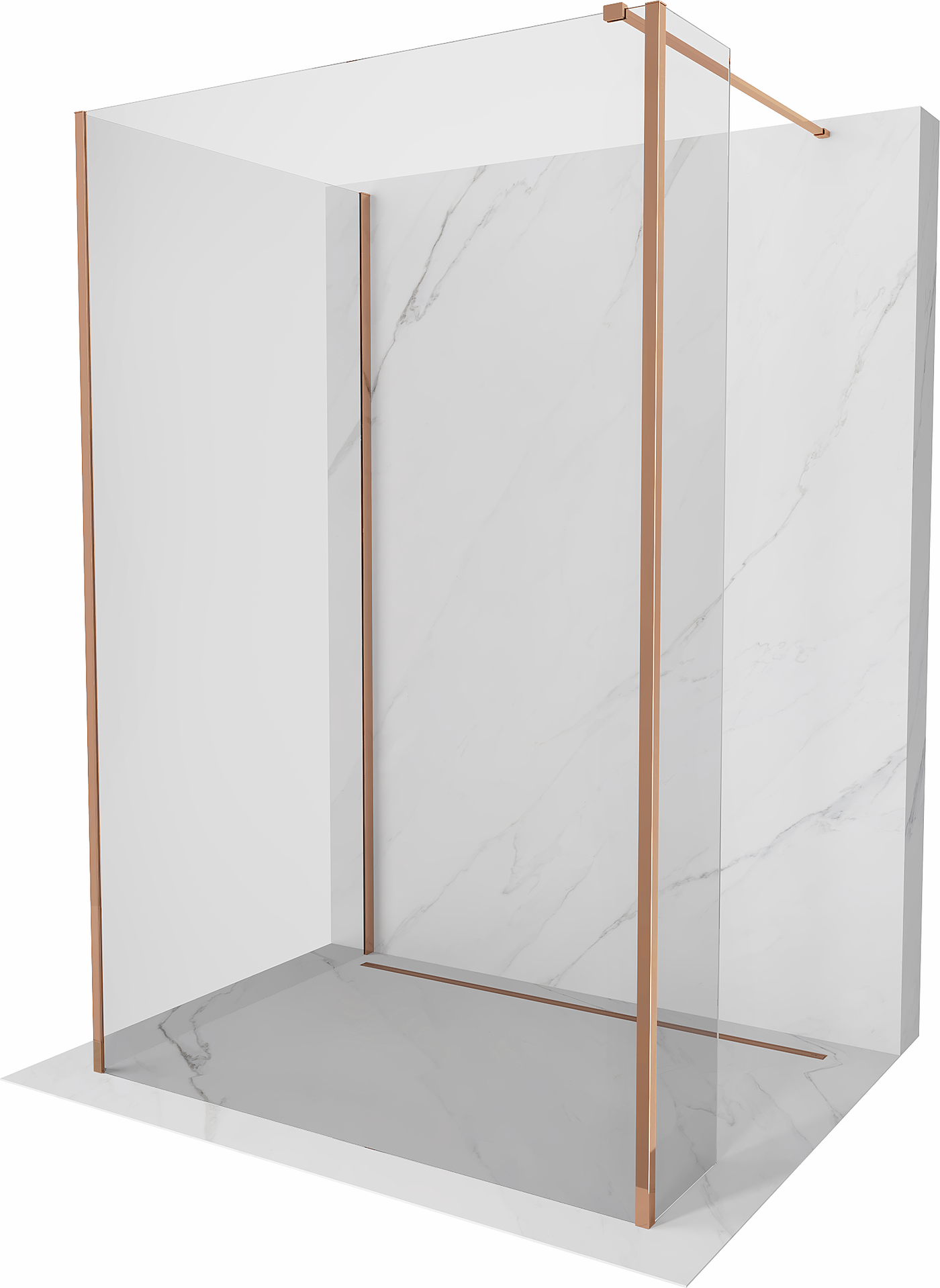 Mexen Kioto Duschwand Walk-in 100 x 70 x 30 cm, transparent, roségold - 800-100-070-221-60-00-030