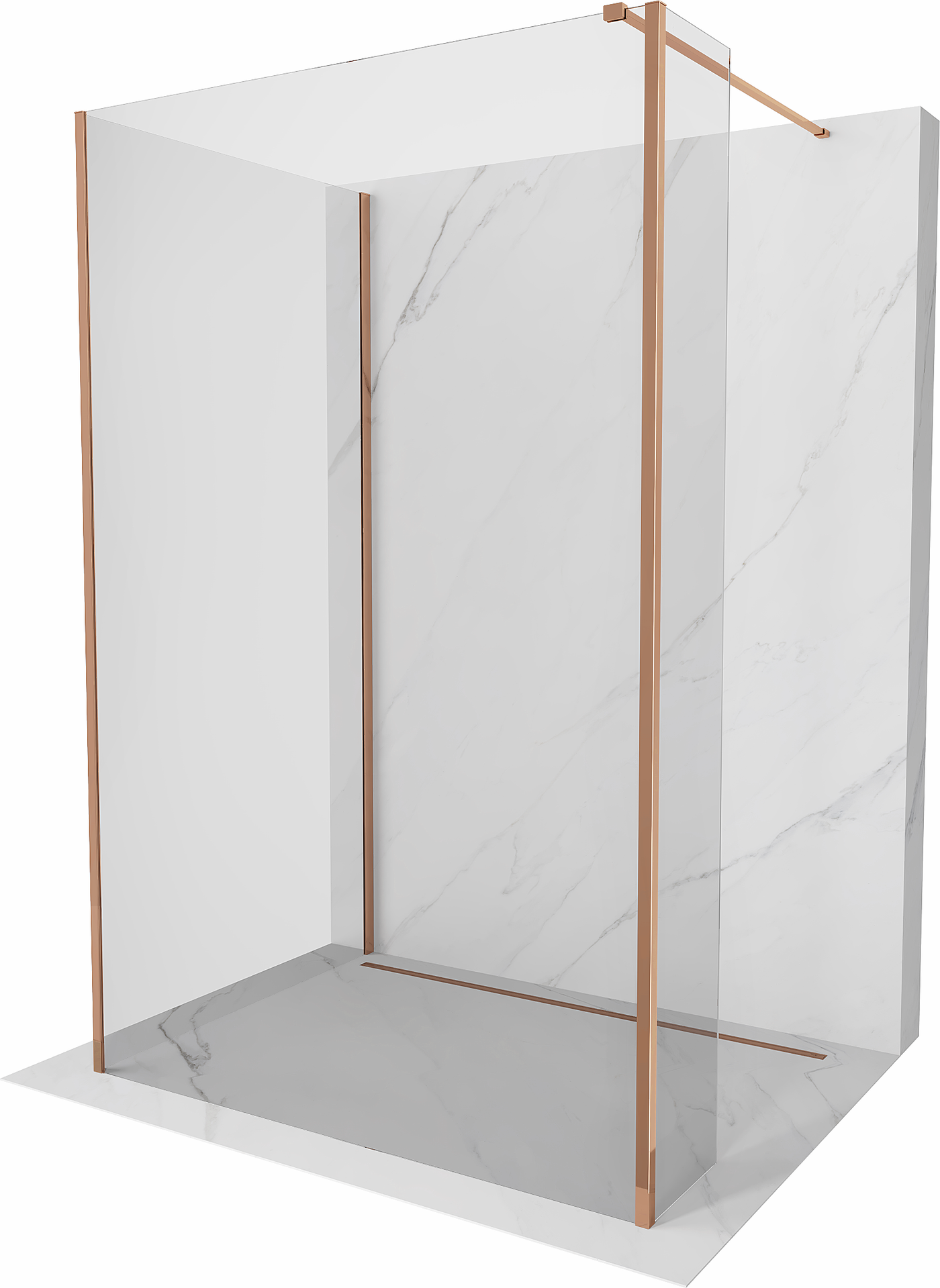 Mexen Kioto Duschwand Walk-in 140 x 80 x 30 cm, transparent, rosegold - 800-140-080-221-60-00-030