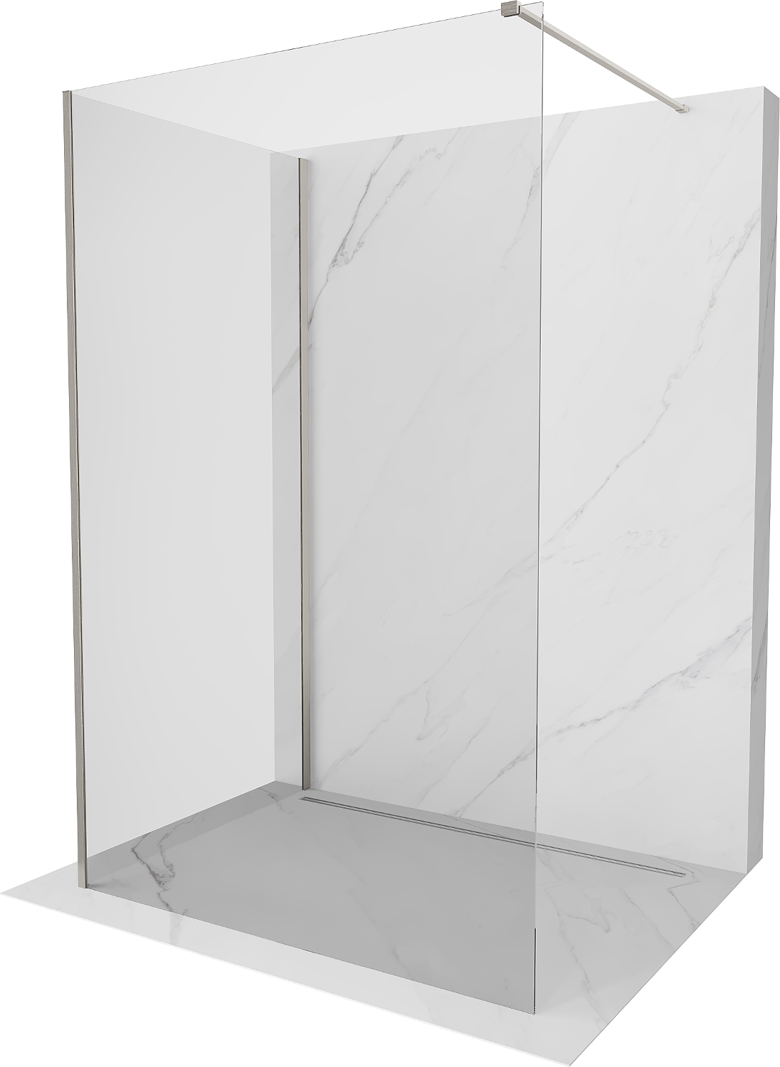 Mexen Kioto Walk-in Duschwand 100 x 70 cm, transparent, gebürsteter Nickel - 800-100-212-97-00-070