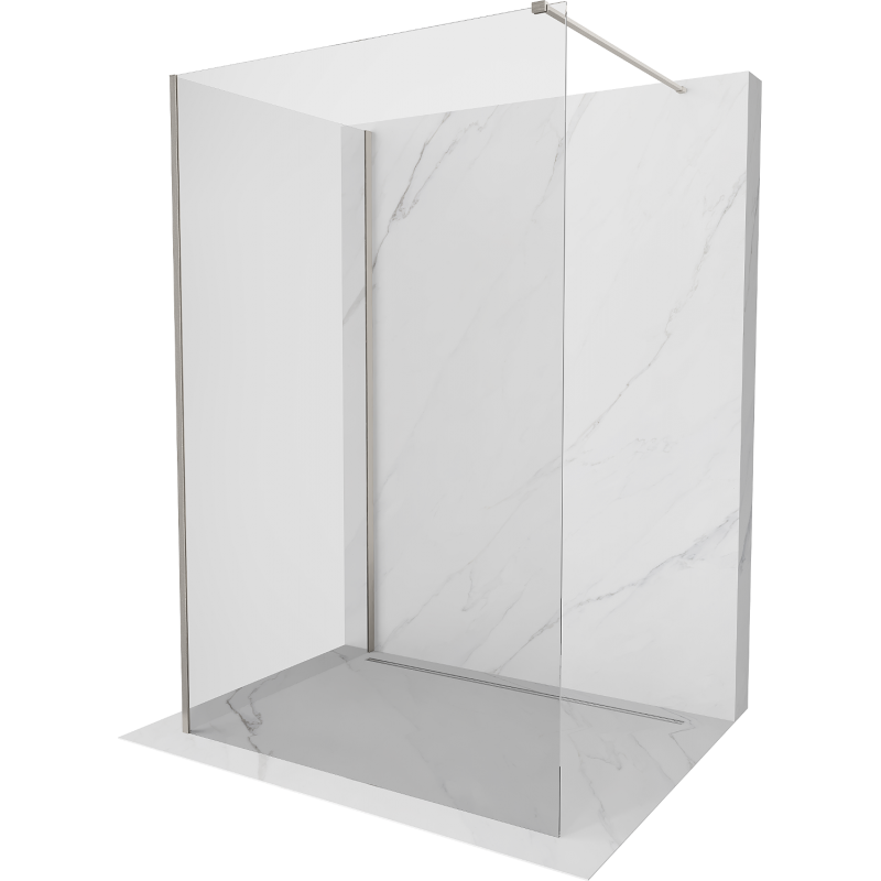 Mexen Kioto Walk-in Duschwand 90 x 75 cm, transparent, gebürsteter Nickel - 800-090-212-97-00-075