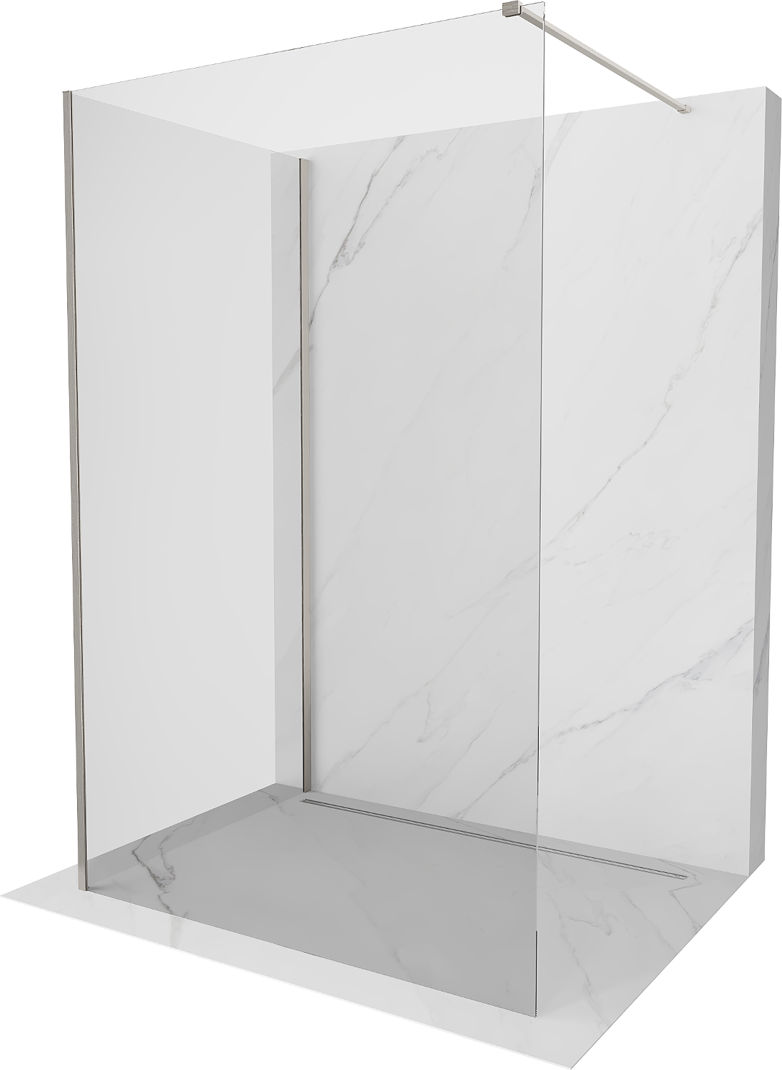 Mexen Kioto Walk-in Duschwand 135 x 80 cm, transparent, gebürsteter Nickel - 800-135-212-97-00-080