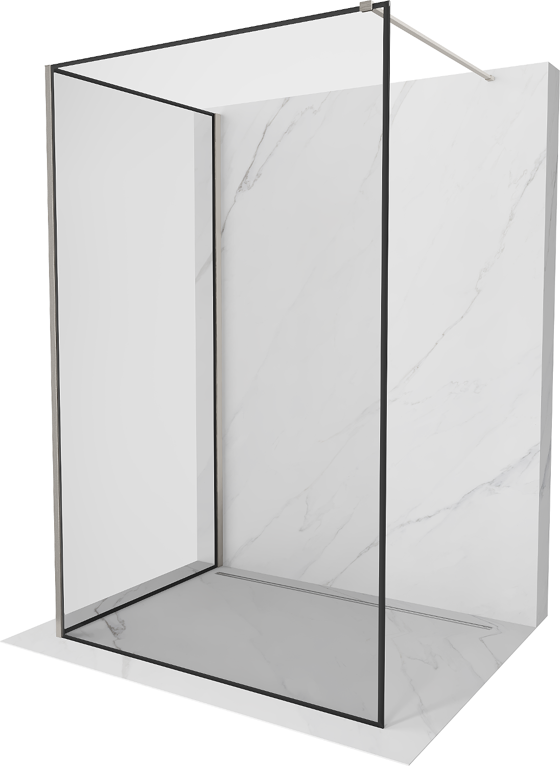 Mexen Kioto Walk-in Duschwand 120 x 80 cm, schwarzes Muster, gebürstetes Nickel - 800-120-212-97-70-080