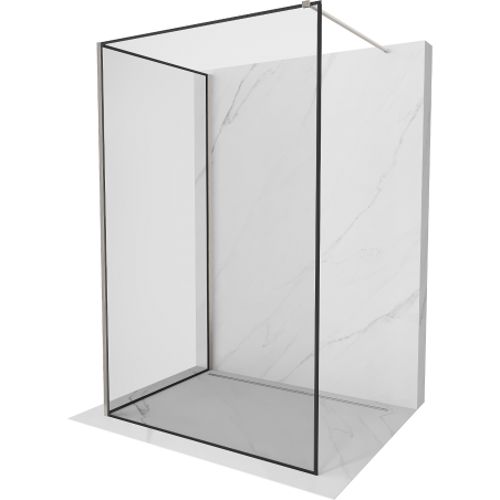 Mexen Kioto Walk-in-Dusche 130 x 100 cm, schwarzes Muster, gebürstetes Nickel - 800-130-212-97-70-100