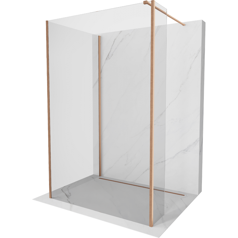 Mexen Kioto Duschwand Walk-in 90 x 70 x 30 cm, transparent, gebürstetes Kupfer - 800-090-070-221-65-00-030