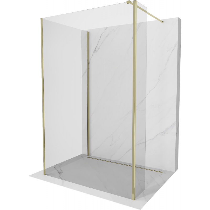 Mexen Kioto Duschwand Walk-in 90 x 70 x 30 cm, transparent, gold - 800-090-070-221-50-00-030