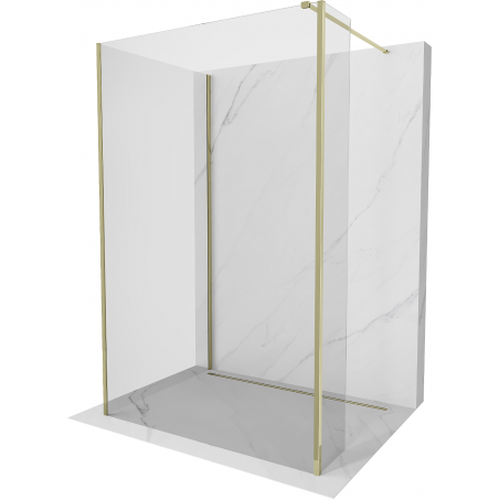 Mexen Kioto Duschwand Walk-in 90 x 70 x 30 cm, transparent, gold - 800-090-070-221-50-00-030