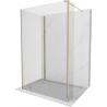 Mexen Kioto Duschwand Walk-in 125 x 70 x 30 cm, transparent, golden - 800-125-070-221-50-00-030