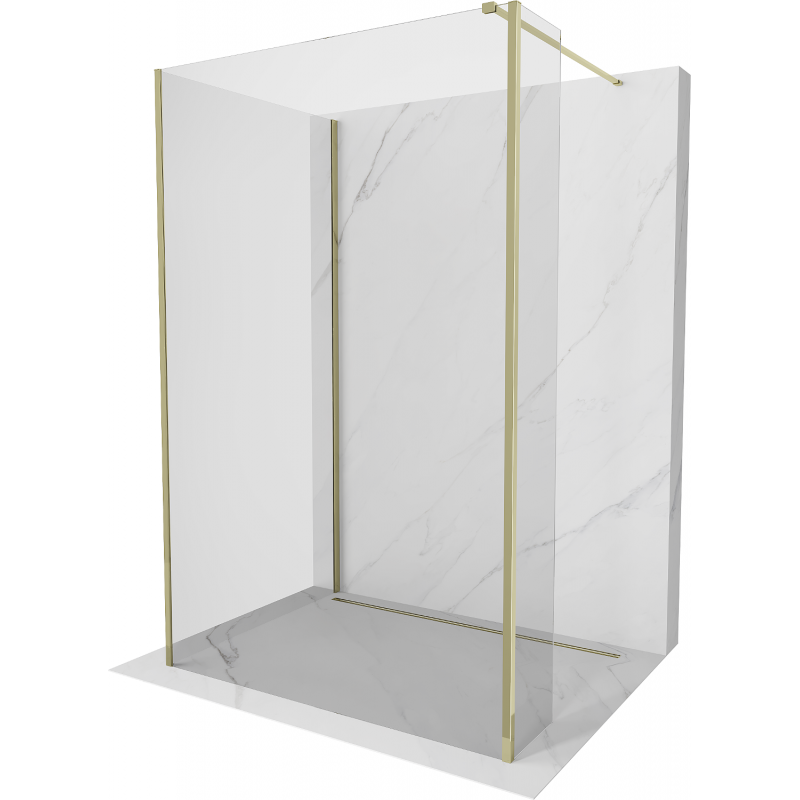 Mexen Kioto Walk-in-Duschwand 135 x 70 x 30 cm, transparent, gold - 800-135-070-221-50-00-030