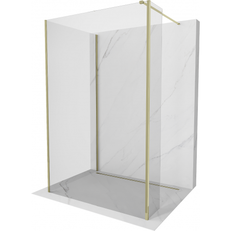 Mexen Kioto Duschwand Walk-in 120 x 95 x 30 cm, transparent, gold - 800-120-095-221-50-00-030