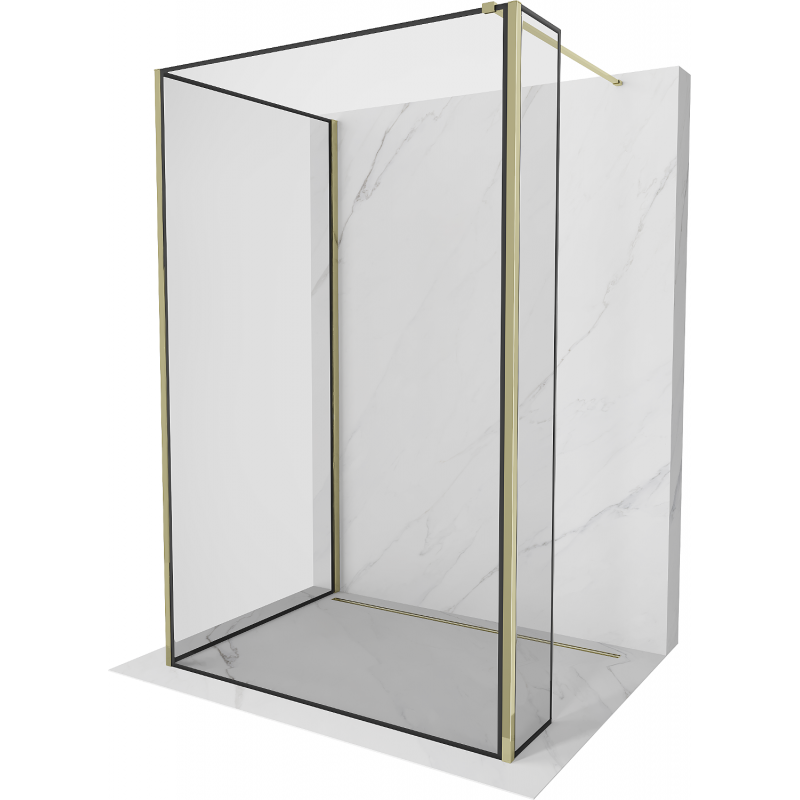 Mexen Kioto Duschwand Walk-in 110 x 70 x 30 cm, schwarzes Muster, golden - 800-110-070-221-50-70-030