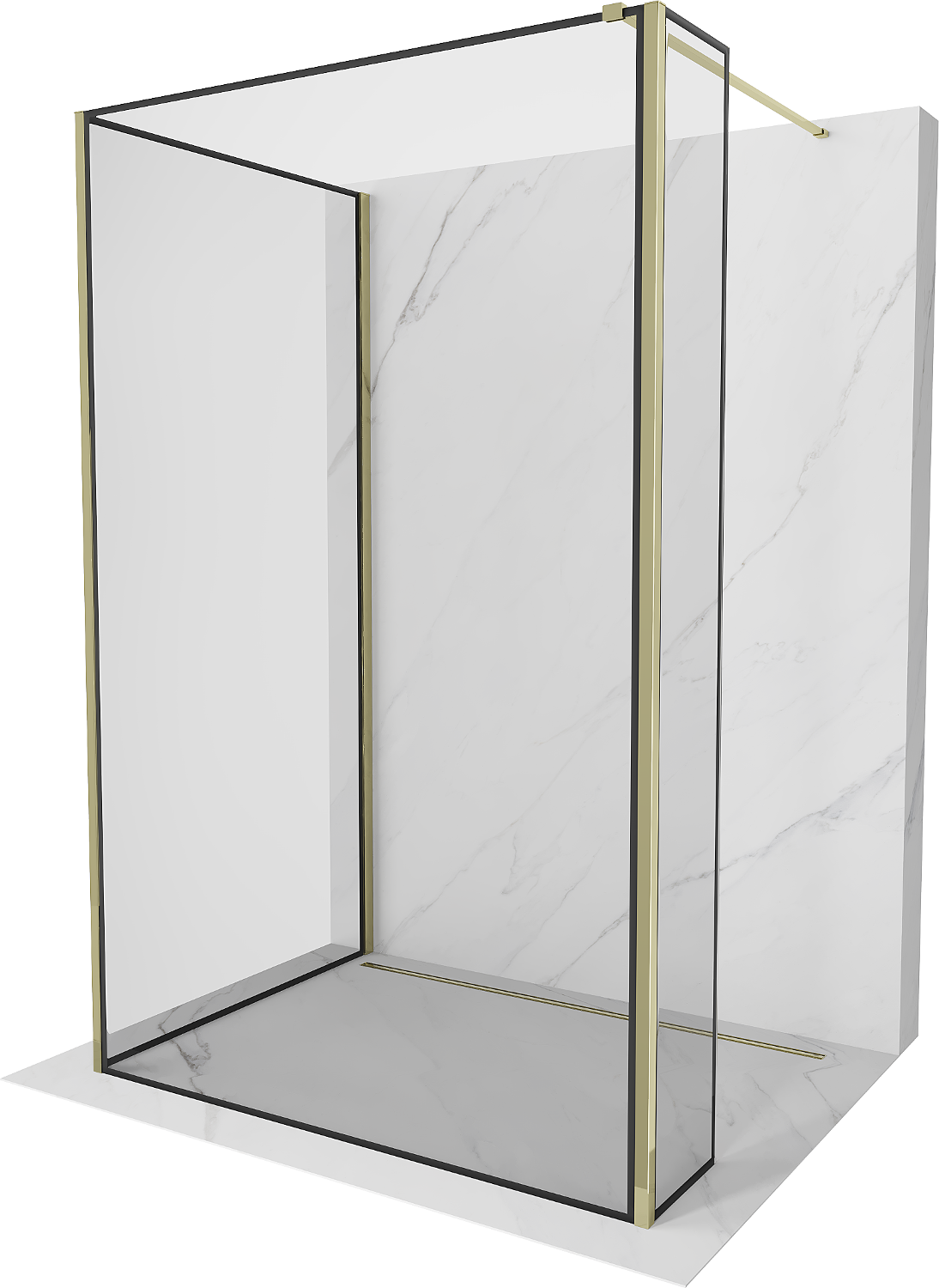 Mexen Kioto Duschwand Walk-in 110 x 70 x 30 cm, schwarzes Muster, golden - 800-110-070-221-50-70-030