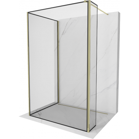 Mexen Kioto Duschwand Walk-in 120 x 70 x 30 cm, schwarzes Muster, gold - 800-120-070-221-50-70-030