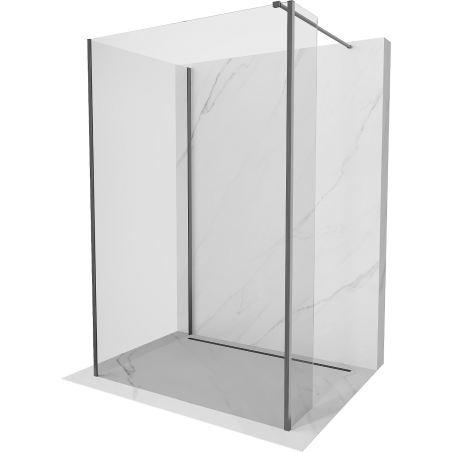 Mexen Kioto Duschwand Walk-in 90 x 75 x 30 cm, transparent, gun grau gebürstet - 800-090-075-221-66-00-030