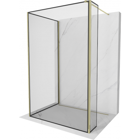 Mexen Kioto Duschwand Walk-in 120 x 90 x 30 cm, schwarzes Muster, gold - 800-120-090-221-50-70-030