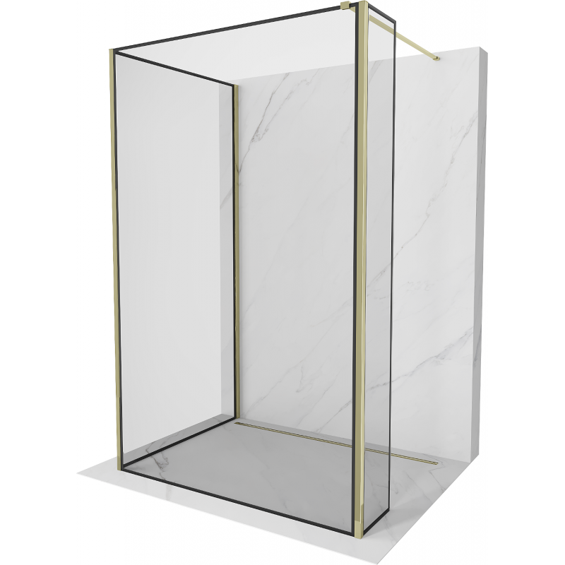 Mexen Kioto Duschwand Walk-in 100 x 70 x 40 cm, schwarzes Muster, gold - 800-100-070-221-50-70-040