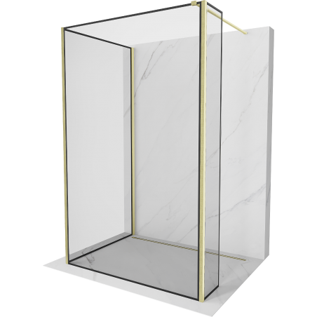 Mexen Kioto Walk-in Duschwand 100 x 90 x 30 cm, schwarzes Muster, gebürstetes Gold - 800-100-090-221-55-70-030