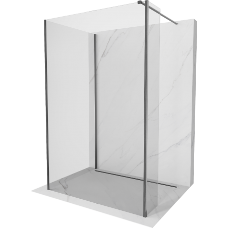 Mexen Kioto Duschwand Walk-in 120 x 90 x 30 cm, transparent, gun grau gebürstet - 800-120-090-221-66-00-030