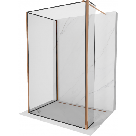 Mexen Kioto Duschwand Walk-in 120 x 70 x 30 cm, schwarzes Muster, roségold - 800-120-070-221-60-70-030