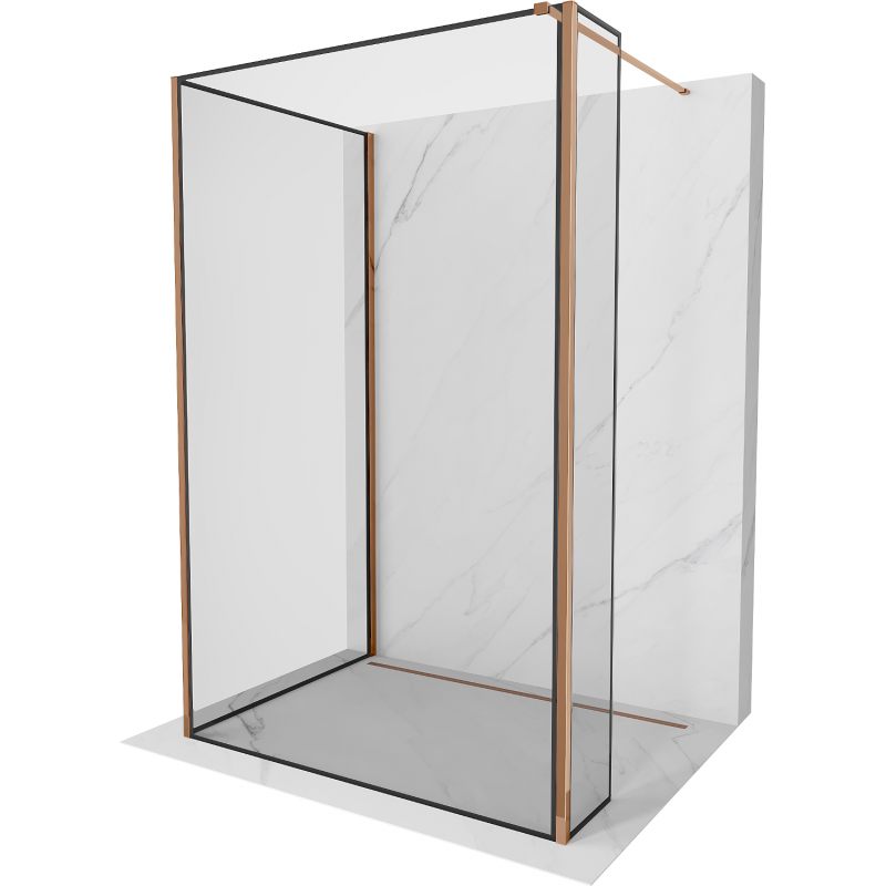 Mexen Kioto Duschwand Walk-in 100 x 70 x 30 cm, schwarzes Muster, roségold - 800-100-070-221-60-70-030