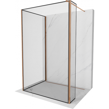 Mexen Kioto Walk-in Duschwand 140 x 120 x 30 cm, schwarzes Muster, Roségold - 800-140-120-221-60-70-030