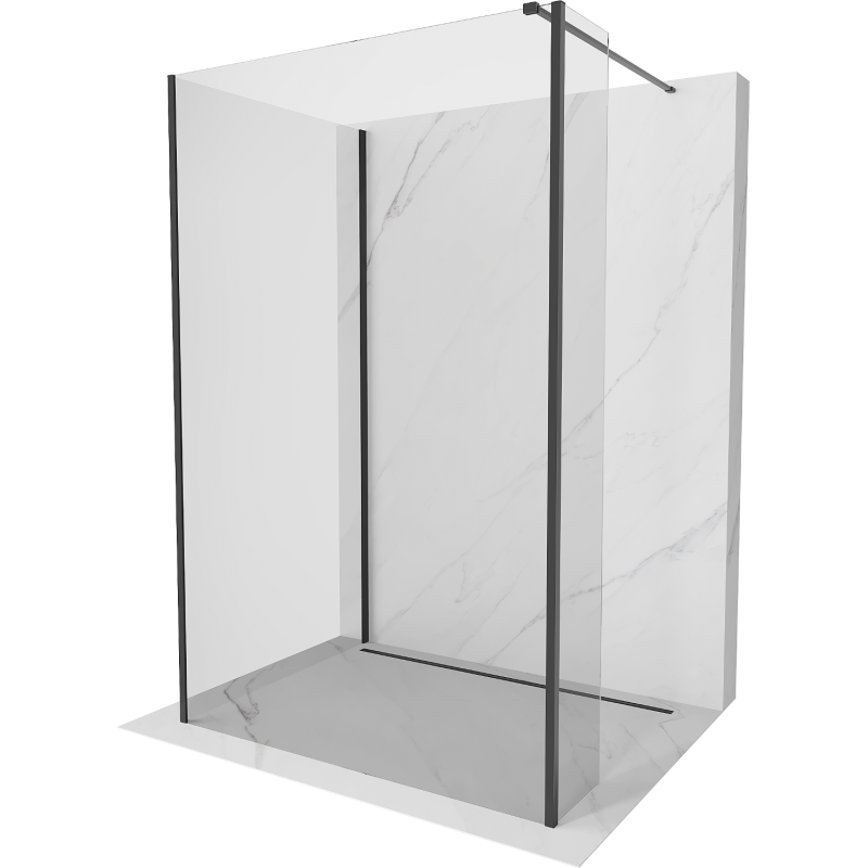 Mexen Kioto Duschwand Walk-in 135 x 70 x 30 cm, transparent, schwarz - 800-135-070-221-70-00-030