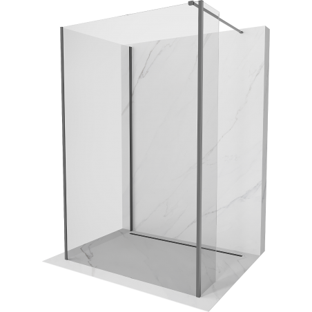 Mexen Kioto Walk-in Duschwand 90 x 70 x 30 cm, transparent, gun metal - 800-090-070-221-95-00-030