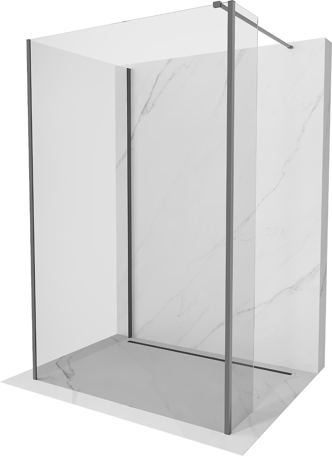 Mexen Kioto Walk-in-Duschwand 110 x 70 x 30 cm, transparent, gun metal - 800-110-070-221-95-00-030