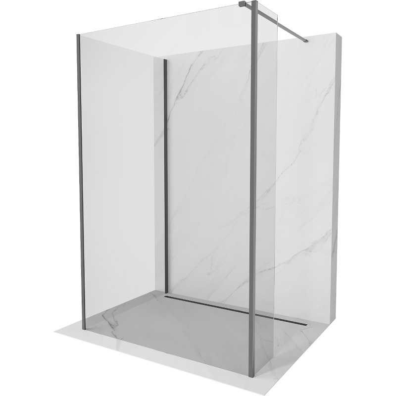 Mexen Kioto Duschtür Walk-in 120 x 70 x 30 cm, transparent, gun metal - 800-120-070-221-95-00-030